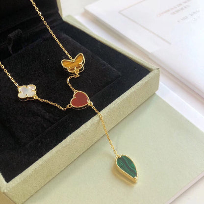 [Solara Jewelry]LUCKY SPRING 4 MOTIFS ROSE GOLD NECKLACE