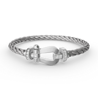 [Solara Jewelry]FORCE LARGE HORSESHOE HALF DIAMOND BRACELET SILVER
