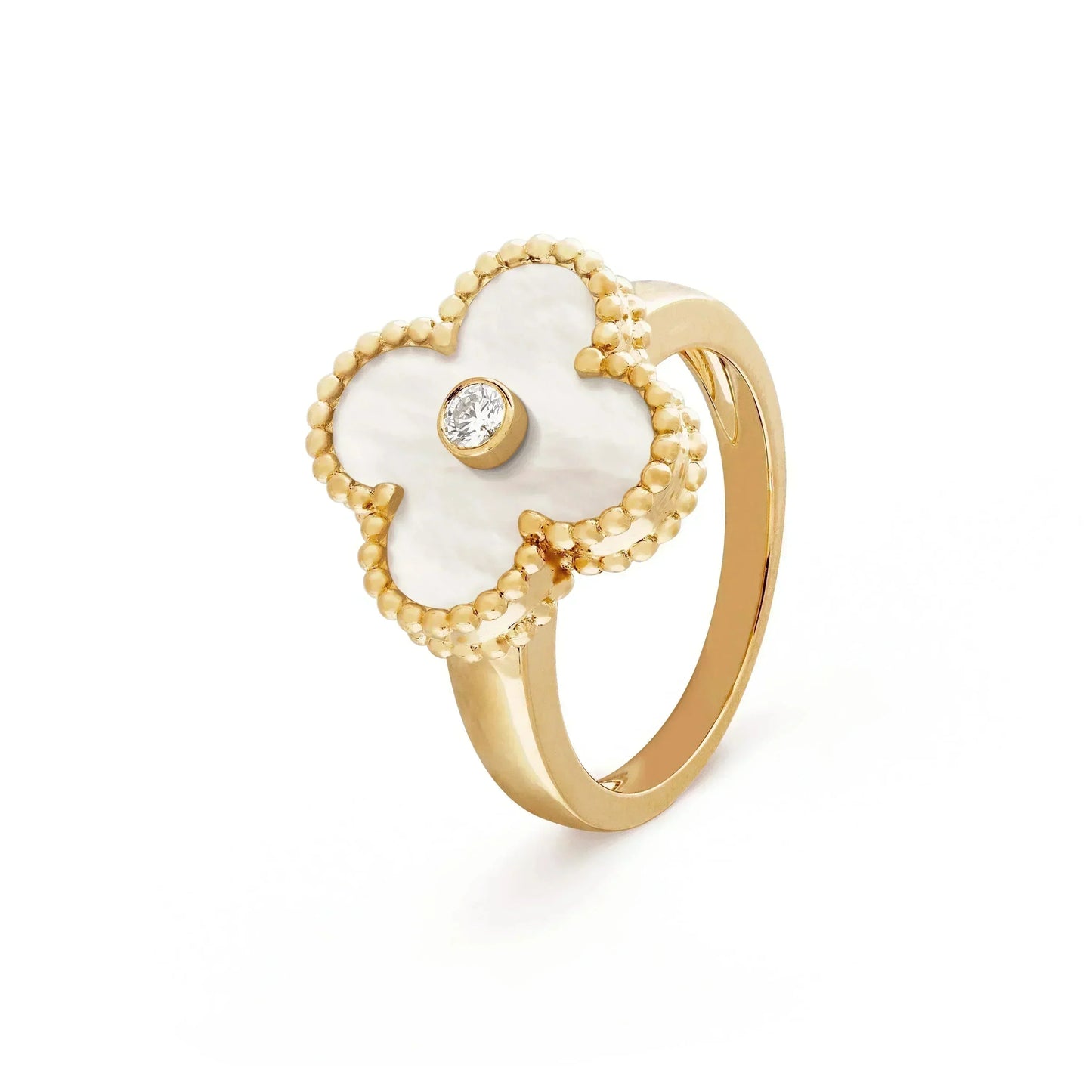 [Solara Jewelry]CLOVER PINK MOP RING GOLD DIAMOND