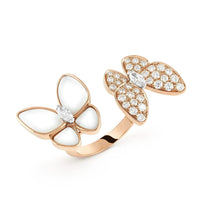 [Solara Jewelry]SCHMETTERLINGS-PERLMUTTRING MIT ZWEI DIAMANTEN
