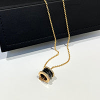 [Solara Jewelry]ZERO 1 BLACK CERAMIC DIAMOND PINK GOLD NECKLACE